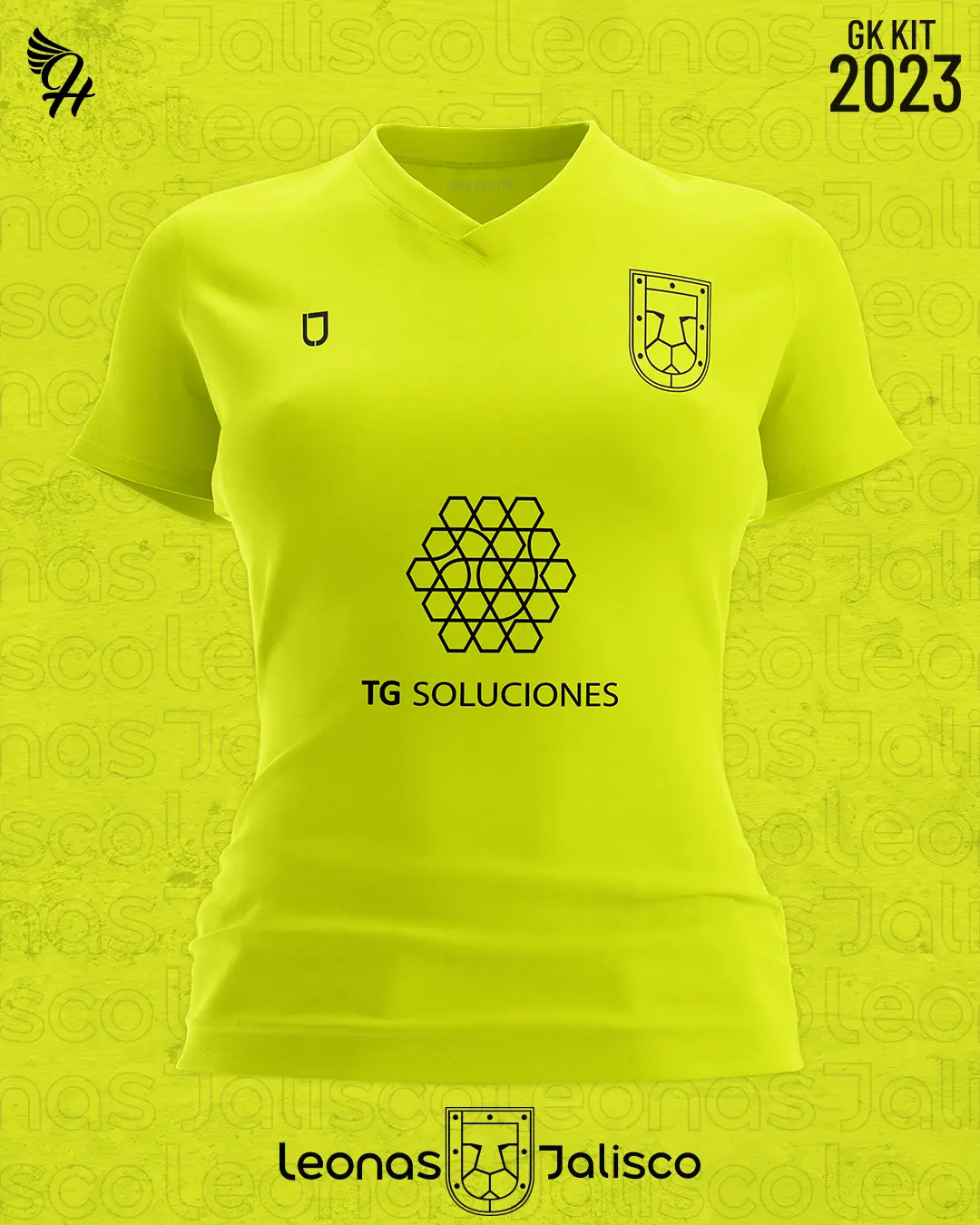 Uniforme para porteras con un color amarillo fosforescente
