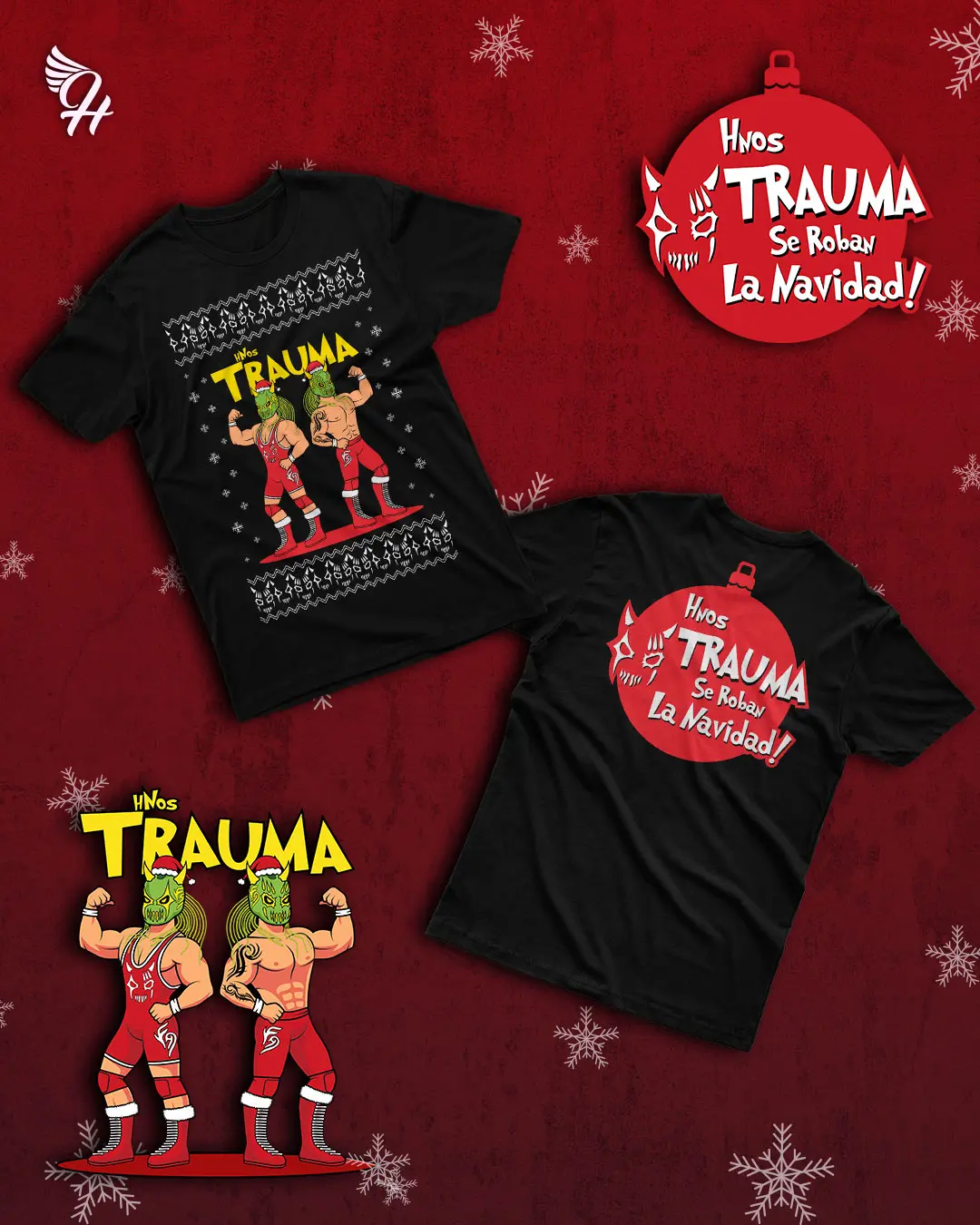 Playeras de los Hermanos Trauma navideñas
